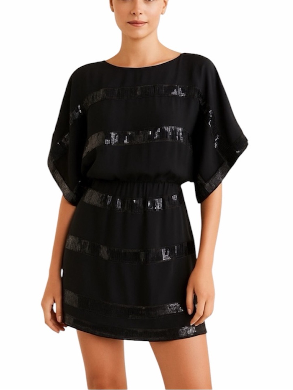 JESSICA SIMPSON sequins formal mini dress M black